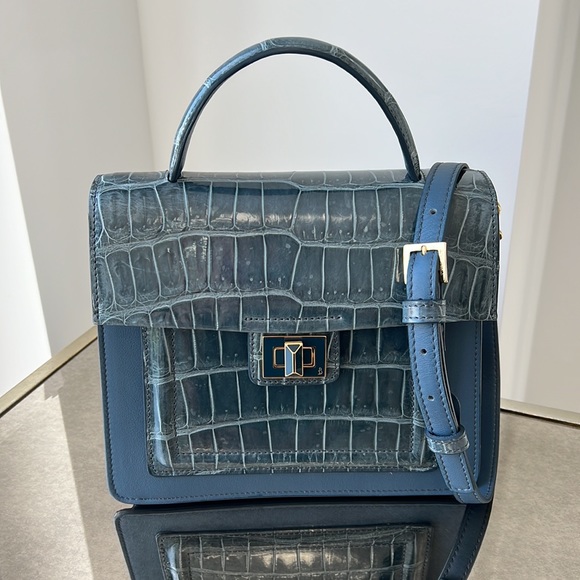 Krenoir Kandie Medium Bag in Arctic Shine Handbag Purse Crossbody Alligator - Picture 5 of 14